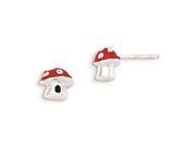 Sterling Silver Red Enamel Mushroom Post Earrings