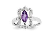 14k White Gold Diamond and Marquise Amethyst Gemstone Ring