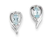 Sterling Silver Rhodium Plated Diamond Sky Blue Topaz Post Earrings