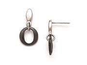 Stainless Steel and Ceramic Polished Post Dangle Earrings