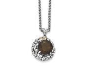 Sterling Silver w 14k Smoky Quartz Necklace