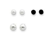 Sterling Silver FW Cultured Pearl Onyx Bead Set Earrings