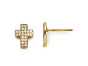 Sterling Silver Gold plated CZ Brilliant Embers Cross Post Earrings