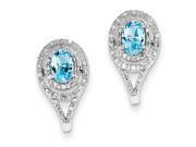 Sterling Silver Diamond Light Swiss Blue Topaz Oval Post Earrings