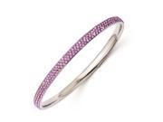 Stainless Steel Polished Light Purple Crystal Rounded Bangle