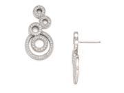 Sterling Silver CZ Brilliant Embers Polished Circle Dangle Post Earrings