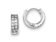 Sterling Silver CZ Polished Hinged Earrings