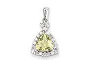 Sterling Silver Diamond Lemon Quartz Triangle Pendant