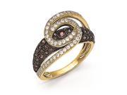 Sterling Silver Gold plated White Brown CZ Brilliant Embers Ring