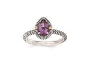 Sterling Silver w 14ky Amethyst Pear Shaped Ring