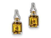 Sterling Silver w Gold Plate Accent Whiskey Quartz Earrings