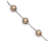 Stainless Steel Champagne Beads 7.5in w ext Bracelet