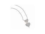 Sterling Silver Cz Brilliant Embers Polished Double Heart Necklace