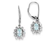 Sterling Silver Diamond Light Blue Topaz Earrings