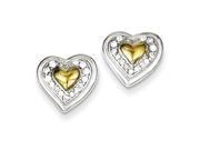 Sterling Silver CZ Vermeil Heart Post Earrings