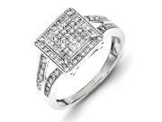 Sterling Silver Diamond Cluster Square Ring