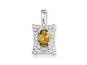 Sterling Silver Whiskey Quartz Diamond Pendant