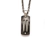 Titanium Ster.Sil Black Ti Polished w Cable Inlay Necklace