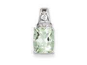 Sterling Silver Diamond Green Quartz Pendant