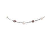 Sterling Silver White Brn FW Cultured Pearl w 2in ext Necklace