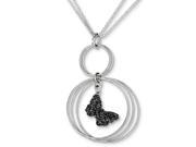 Sterling Silver Rhodium Plated 16in Glitter Enamel Butterfly 2in ext. Necklace