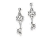 Sterling Silver CZ Rhodium Plated Key Post Earrings