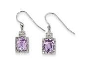 Sterling Silver Diamond and Pink Quartz Earrings