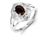 Sterling Silver Diamond Garnet Ring