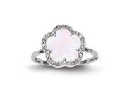 Sterling Silver Diamond Mother of Pearl Flower Ring