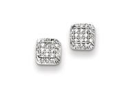 Sterling Silver Rhodium Plated Diamond Square Post Earrings