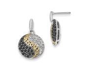 Sterling Silver Gold plated Blk Rhodium White Topaz Onyx Earrings