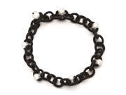 Black Fabric with White Fresh Water Cultured Pearls Bracelet