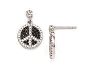 Sterling Silver CZ Brilliant Embers Peace Sign Dangle Post Earrings