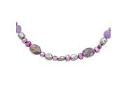 Sterling Silver 16in Charoite Jade Freshwater Cultured Pearl Necklace