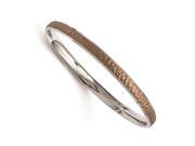 Stainless Steel Polished Laser Cut Brown IP plated Hammered Bangle