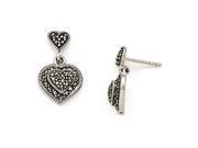 Sterling Silver Marcasite Heart Dangle Post Earrings