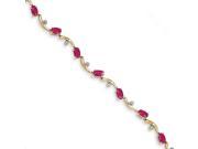 14k Yellow Gold Diamond and African Ruby Oval Bracelet