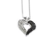 Sterling Silver Black and White Diamond Heart Pendant