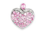 Sterling Silver Pink Tourmaline Diamond Heart Pendant
