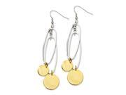 Stainless Steel Yellow IP plated Circles Oval Dangle Earrings