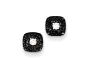 Sterling Silver Black and White Jacket Stud Diamond Square Earrings