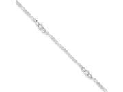 Sterling Silver Polished Bead w 1in ext. Anklet