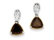 Sterling Silver w Gold Plate Accent Smokey Quartz Earrings