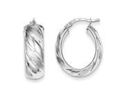 Sterling Silver Brushed Polished Twisted Hollow Hoop Earrings