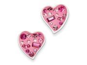 Sterling Silver Pink Stellux Crystal Heart Post Earrings