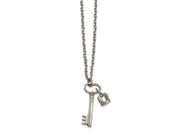 Stainless Steel Polished Key And Crown W 2in Ext. Necklace