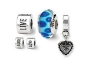 Sterling Silver Reflections Live Love Laugh Boxed Bead Set