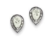 Sterling Silver Diamond Green Quartz Earrings