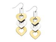 Stainless Steel Yellow IP plated Polished Hearts Dangle Earrings