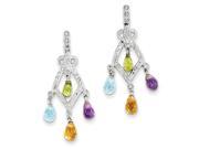 Sterling Silver Gemstone Diamond Dangle Earrings
